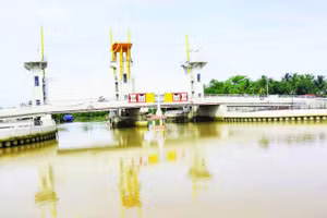 Hệ thống thủy lợi giúp ngăn mặn, trữ ngọt cho vùng trọng điểm sản xuất cây giống, cây ăn quả tại tỉnh Vĩnh Long. 