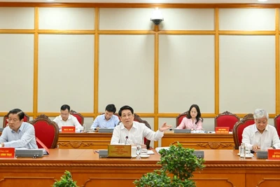 Chủ tịch nước Lương Cường chủ trì làm việc với các Ban Thường vụ Tỉnh ủy Điện Biên và Gia Lai. (Ảnh: Thủy Nguyên)