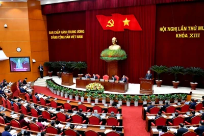 Hội nghị lần thứ 11 Ban Chấp hành Trung ương Đảng Cộng sản Việt Nam khóa XIII đã quyết nghị nhiều vấn đề hệ trọng đối với sự phát triển đất nước trong kỷ nguyên mới. (Ảnh: ĐĂNG KHOA)