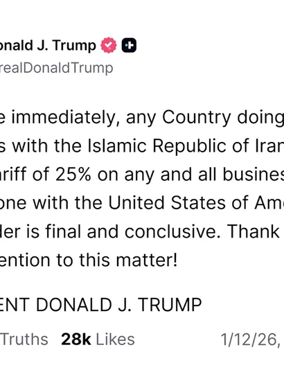 [Video] Mỹ áp thuế 25% đối với các đối tác thương mại của Iran 