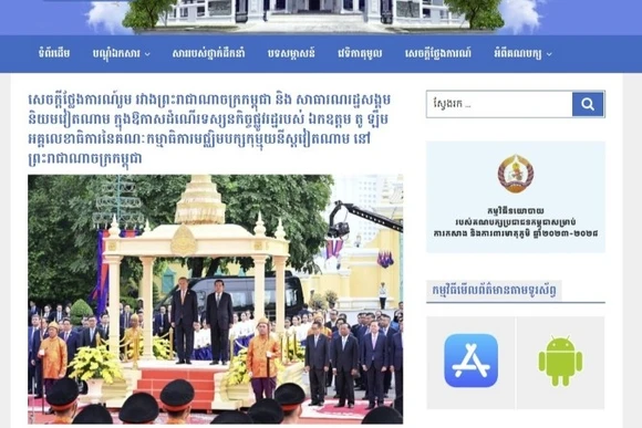 Trang chính thức của Đảng Nhân dân Campuchia đăng tải nhiều tin, ảnh về chuyến thăm của Tổng Bí thư Tô Lâm. (Ảnh chụp màn hình)