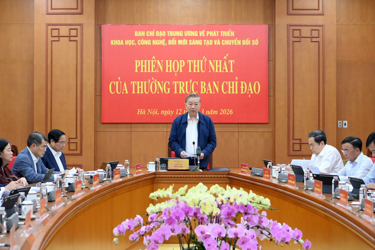 Tổng Bí thư Tô Lâm chủ trì Phiên họp thứ nhất năm 2026 của Thường trực Ban Chỉ đạo Trung ương về phát triển khoa học, công nghệ, đổi mới sáng tạo và chuyển đổi số. (Ảnh: ĐĂNG KHOA)