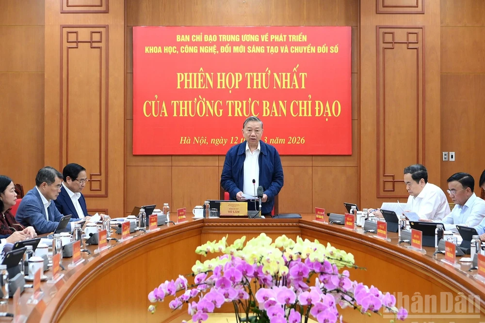 Tổng Bí thư Tô Lâm chủ trì Phiên họp thứ nhất năm 2026 của Thường trực Ban Chỉ đạo Trung ương về phát triển khoa học, công nghệ, đổi mới sáng tạo và chuyển đổi số. (Ảnh: ĐĂNG KHOA)