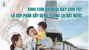 Poster hưởng ứng Ngày Dân số thế giới 11/7. ( MINH ĐỨC) 