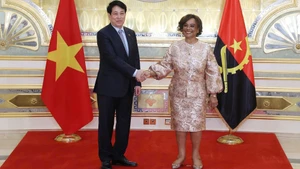 Chủ tịch nước Lương Cường hội kiến Chủ tịch Quốc hội Angola Carolina Cerqueira. (Ảnh: TTXVN)