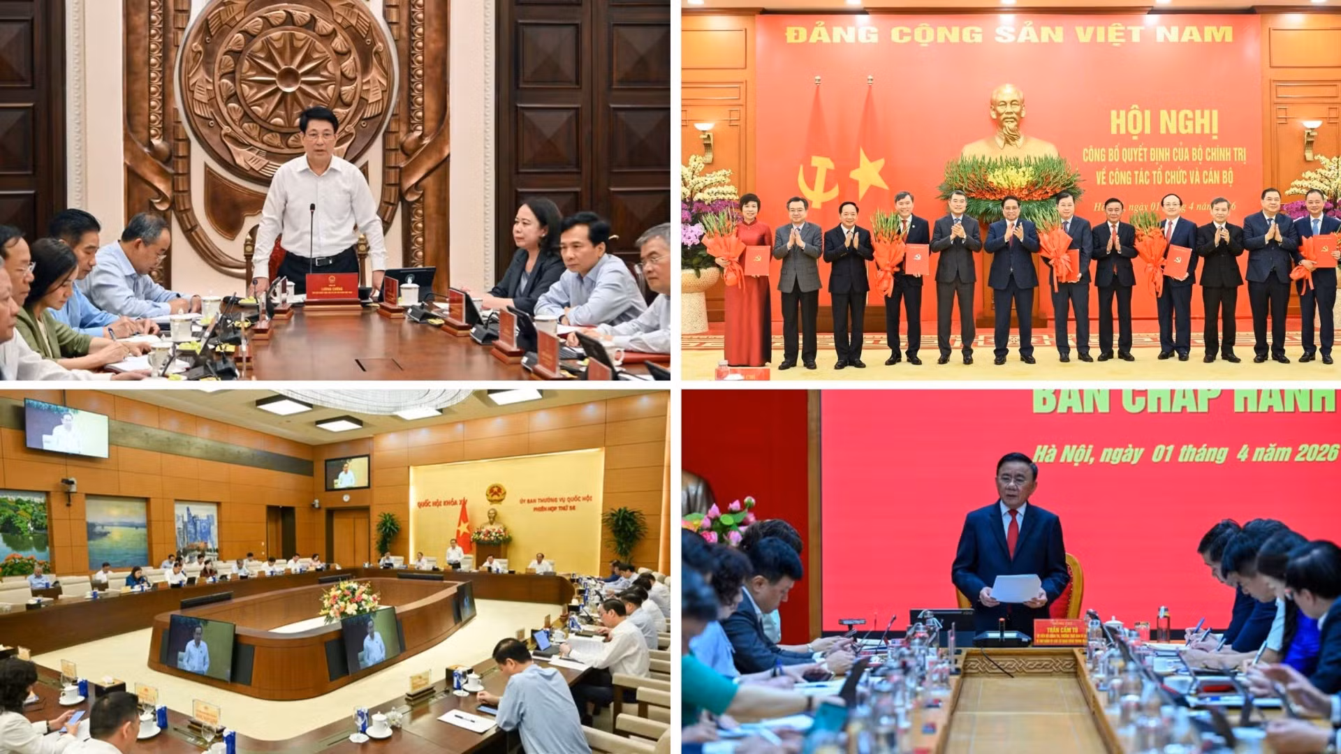 Tin nổi bật ngày 1/4: Công bố Quyết định của Bộ Chính trị về công tác tổ chức và cán bộ đối với 5 cơ quan; Khai mạc Phiên họp thứ 56 của Ủy ban Thường vụ Quốc hội