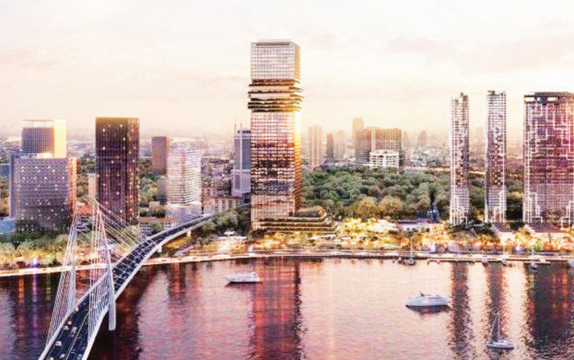 Tòa nhà Trung tâm tài chính Saigon Marina cao 55 tầng bên bờ sông Sài Gòn vừa đưa vào vận hành.