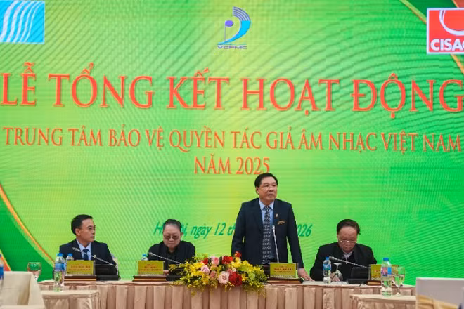 Quang cảnh Lễ tổng kết hoạt động Trung tâm bảo vệ quyền tác giả âm nhạc Việt Nam năm 2025.