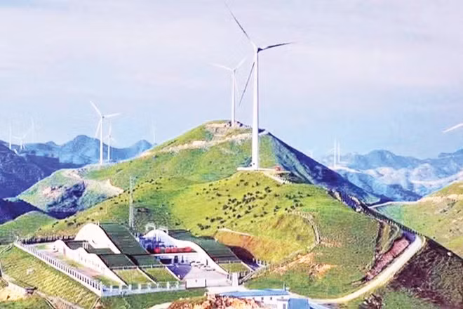 Nhà máy điện gió bờ tại Gia Lai. (Ảnh: T. THẢO)