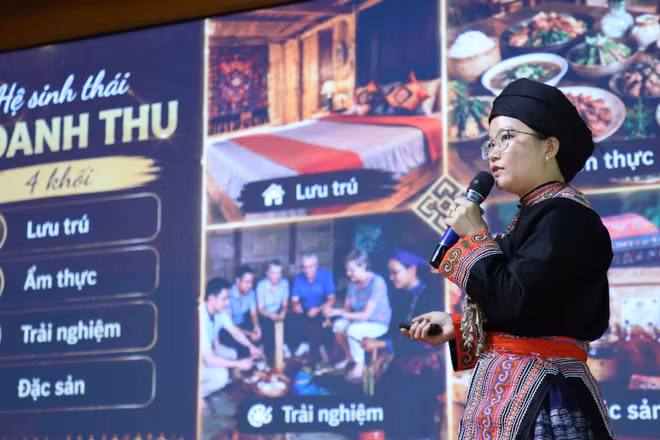 Tác giả dự án thuyết trình trước Ban giám khảo cuộc thi "Dự án khởi nghiệp thanh niên nông thôn" năm 2026. (Ảnh: Trung ương Đoàn cung cấp)