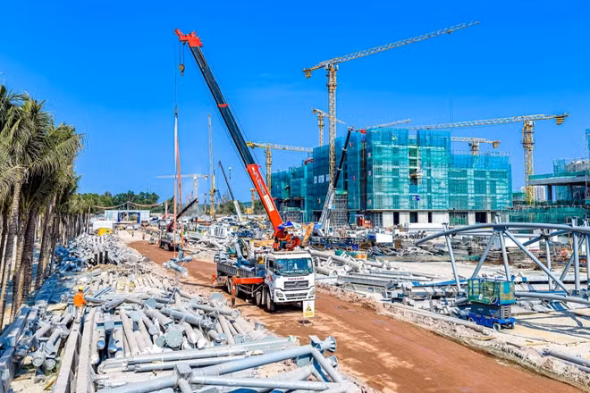 Dự án Trung tâm hội nghị và triển lãm APEC tại Phú Quốc, tỉnh An Giang đang được đẩy nhanh tiến độ. (Ảnh: NGUYỄN THƯƠNG)