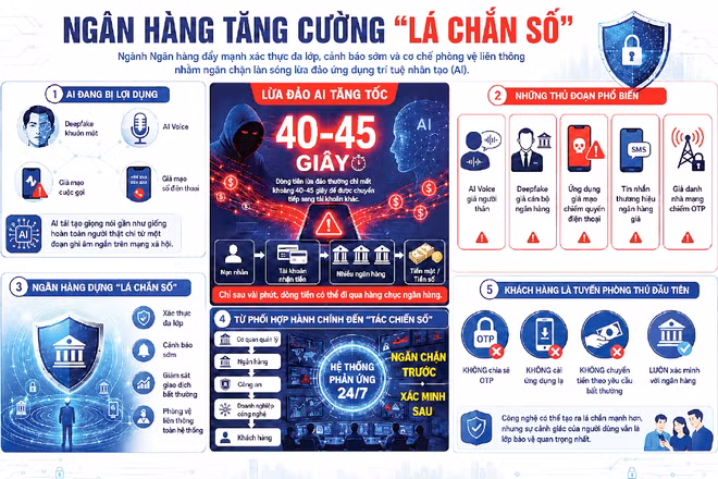 Tăng cường bảo mật ngân hàng. (Đồ họa: HỒNG ANH)