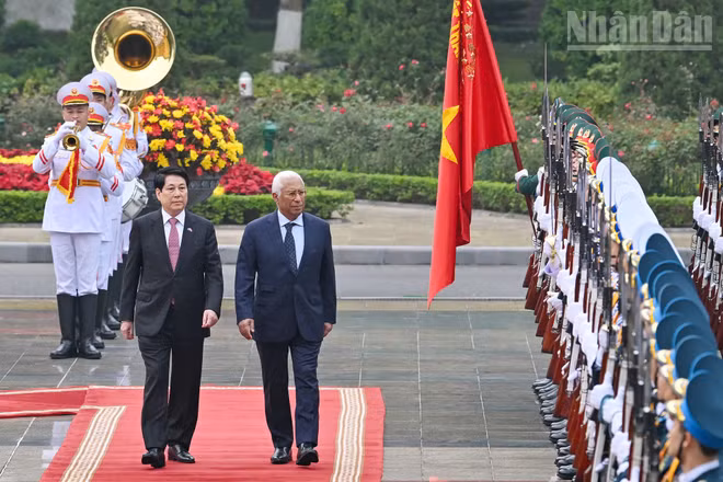 Chủ tịch nước Lương Cường chủ trì lễ đón Chủ tịch Hội đồng châu Âu thăm chính thức Việt Nam