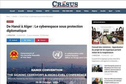 Bài viết đăng trên Nhật báo Cresus, một trong những báo uy tín hàng đầu của Algeria ngày 19/10/2025. Ảnh: chụp màn hình bài báo