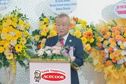 Ông Kaneda Hiroki, Tổng Giám đốc Acecook Việt Nam phát biểu tại Lễ động thổ.