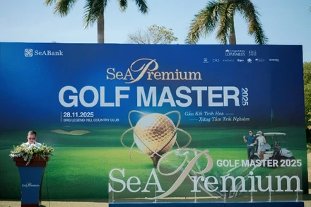 Ông Nguyễn Ngọc Quỳnh - Trưởng BKS SeABank phát biểu tại giải đấu.