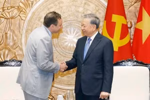 Tổng Bí thư Tô Lâm tiếp ông Scott Strazik, Chủ tịch kiêm Tổng Giám đốc điều hành Tập đoàn GE Vernova. (Ảnh: TTXVN)