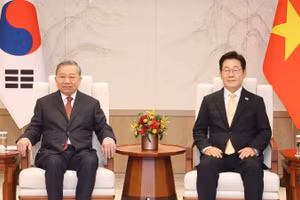 Tổng Bí thư Tô Lâm hội đàm với Tổng thống Hàn Quốc Lee Jae Myung trong chuyến thăm cấp Nhà nước tới Hàn Quốc, tháng 8/2025. (Ảnh: TTXVN)