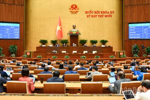 Quốc hội biểu quyết thông qua Luật Hàng không dân dụng Việt Nam (sửa đổi). (Ảnh: DUY LINH)