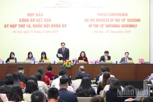 Quang cảnh họp báo công bố kết quả Kỳ họp thứ 10, Quốc hội khóa XV. (Ảnh: DUY LINH)