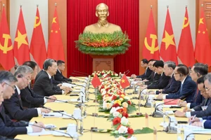 Tổng Bí thư Tô Lâm tiếp Ủy viên trưởng Nhân đại toàn quốc Trung Quốc Triệu Lạc Tế. (Ảnh: ĐĂNG KHOA)