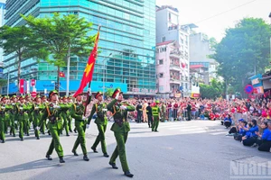 Lực lượng Công an nhân dân tham gia Lễ diễu binh, diễu hành cấp quốc gia kỷ niệm 80 năm Cách mạng Tháng Tám và Quốc khánh 2/9. (Ảnh: BẢO LONG)