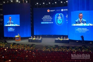 Phiên thảo luận cấp cao về hợp tác quốc tế trong phòng, chống tội phạm mạng trong khuôn khổ Lễ mở ký Công ước Liên hợp quốc về phòng chống tội phạm mạng ngày 26/10. (Ảnh: TRUNG HƯNG)