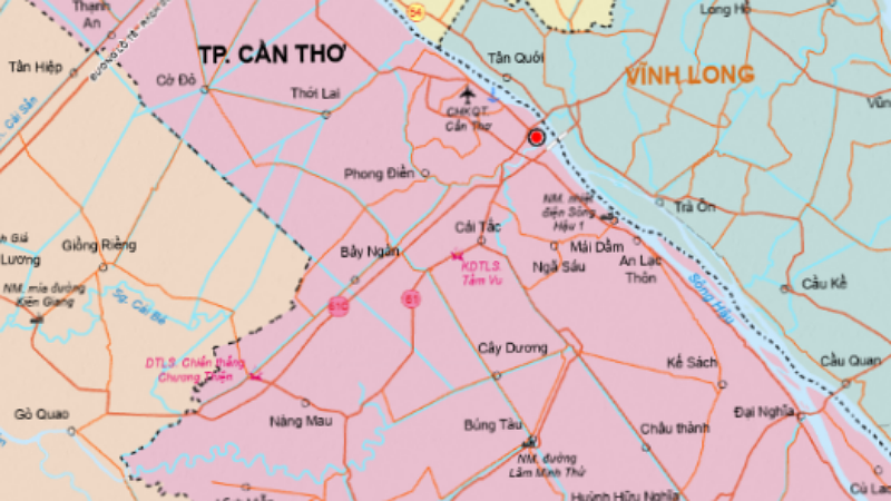 Một phần bản đồ thành phố Cần Thơ.