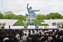 Quang cảnh lễ tưởng niệm 80 năm ngày Mỹ ném bom nguyên tử xuống thành phố Nagasaki, Nhật Bản, ngày 9/8/2024. (Ảnh: TTXVN)