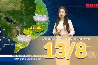 [Video] Dự báo thời tiết đêm nay và ngày mai ngày 13/8/2026: Oi nóng gia tăng tại Trung Bộ, Bắc Bộ giảm nắng
