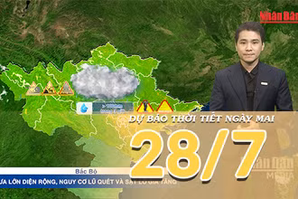 [Video] Dự báo thời tiết đêm nay và ngày mai ngày 28/7/2026: Mưa lớn diện rộng tại Bắc Bộ, Trung Bộ giảm nắng tăng mưa 