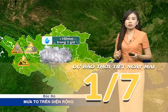 [Video] Dự báo thời tiết đêm nay và ngày mai ngày 1/7/2026: Bắc Bộ mưa lớn diện rộng, nắng nóng Trung Bộ tiếp tục suy giảm