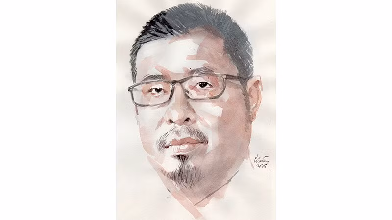 Ký họa chân dung nhà thơ Trần Nhật Minh của họa sĩ Đỗ Hoàng Tường.