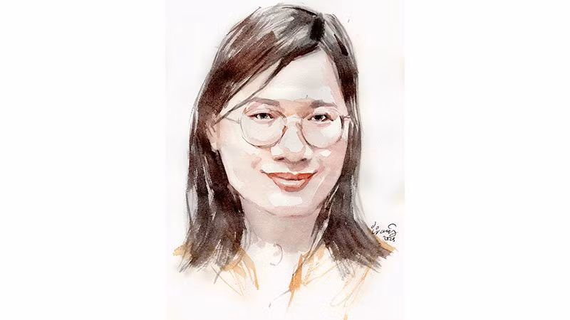 Ký họa chân dung nhà thơ Lương Kim Phương của họa sĩ Đỗ Hoàng Tường