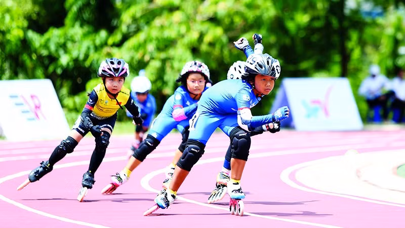 Roller Sports thu hút nhiều vận động viên nhí tham gia. Ảnh | HOÀNG TÙNG