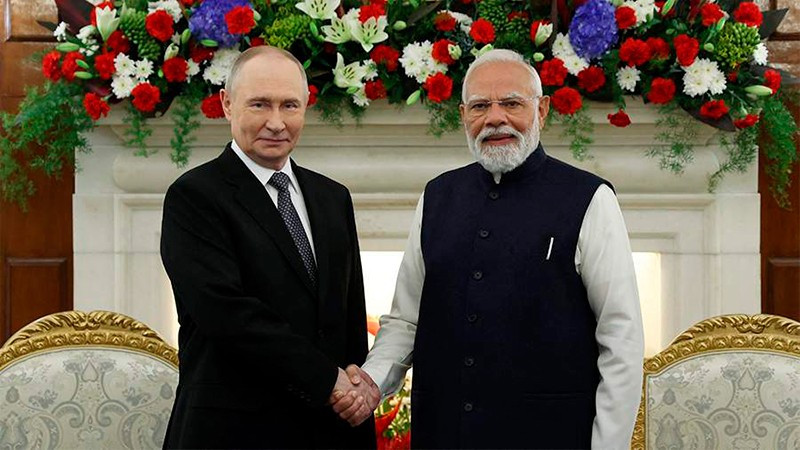 Tổng thống Nga Vladimir Putin và Thủ tướng Ấn Độ Narendra Modi. (Ảnh: SPUTNIK)