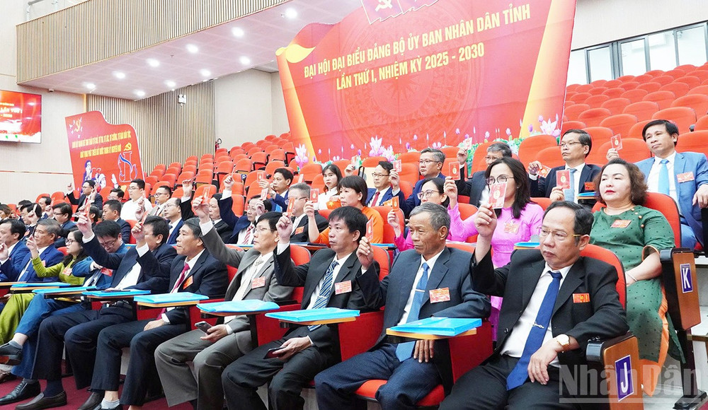 Các đại biểu biểu quyết thông qua Nghị quyết Đại hội. ndo_br_gen-h-5.jpg