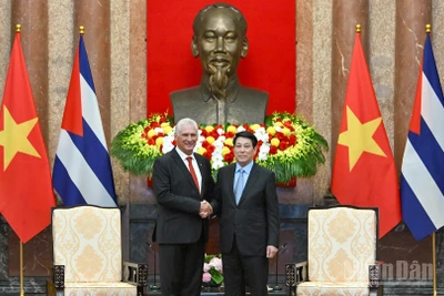 Chủ tịch nước Lương Cường và Bí thư Thứ nhất, Chủ tịch nước Cộng hòa Cuba Miguel Diaz-Canel Bermudez.