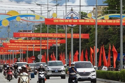 Một góc trung tâm phường Điện Biên Phủ, tỉnh Điện Biên. 