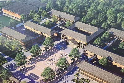 Phối cảnh một góc trong khuôn viên Trường liên cấp Si Pa Phìn. 