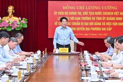 Chủ tịch nước Lương Cường phát biểu ý kiến chỉ đạo tại buổi làm việc.