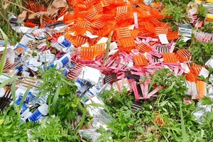 Thực phẩm chức năng bị đổ bỏ ở ngoại ô Thành phố Hồ Chí Minh. (Ảnh: CTV)