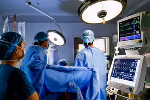 Ê-kíp tiến hành ca phẫu thuật. (Ảnh: Bệnh viện cung cấp)