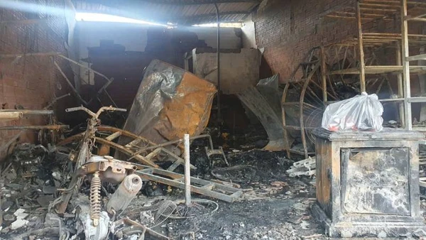 Hiện trường vụ cháy khiến 2 trẻ em tử vong.