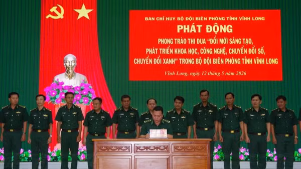 Ban Chỉ huy Bộ đội Biên phòng tỉnh Vĩnh Long phát động phong trào thi đua “Đổi mới sáng tạo, phát triển khoa học, công nghệ, chuyển đổi số, chuyển đổi xanh” trong toàn lực lượng.