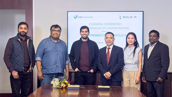 Đại diện VinDynamics và Skild AI tại lễ ký hợp tác chiến lược (MOU).