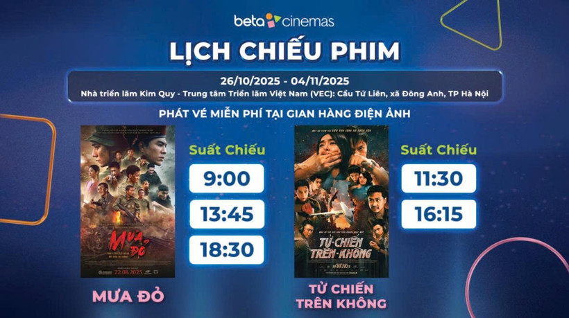 Lịch chiếu hai bộ phim. (Ảnh: Cục Điện ảnh)