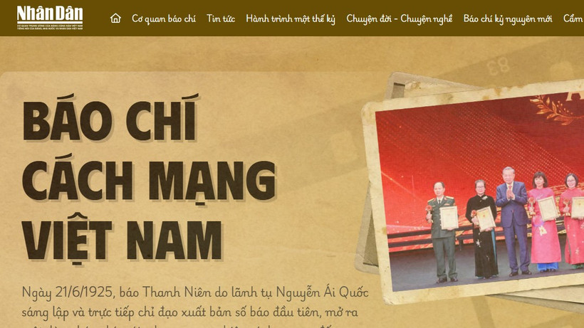 Giao diện chuyên trang Báo chí cách mạng Việt Nam.