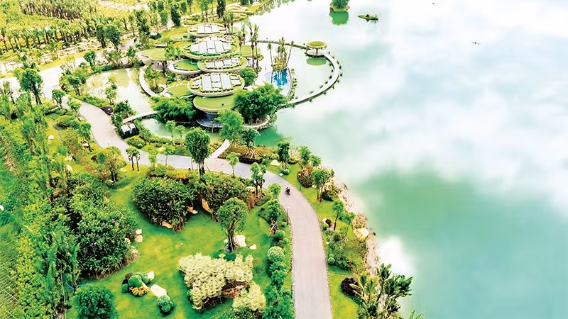 Toàn cảnh Dự án Khu đô thị sinh thái, thương mại và du lịch (Eco Retreat) tại xã Bến Lức quy mô hơn 220 ha, tổng vốn đầu tư gần 17.000 tỷ đồng.