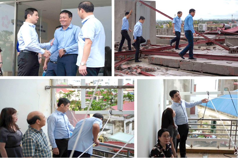 Phó Tổng cục trưởng Vũ Chí Hùng đến động viên và chỉ đạo công tác khắc phục hậu quả bão số 3 tại Cục Thuế TP Hải Phòng